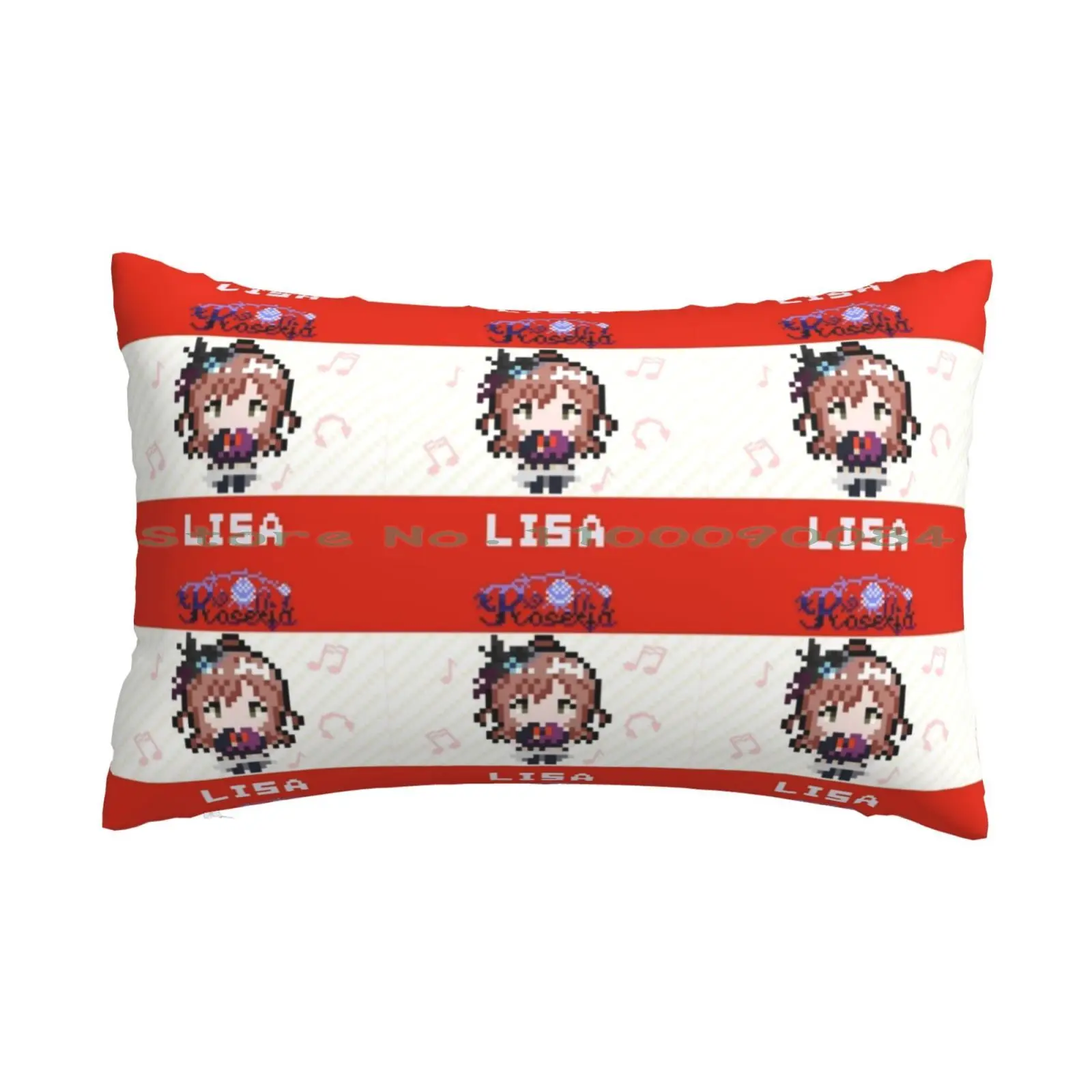 Bang Dream ! Roselia Lisa Imai Pixel Art 2 Pillow Case 20x30 50*75 Sofa Bedroom Black White Gold Detail Intricate Lines Modern