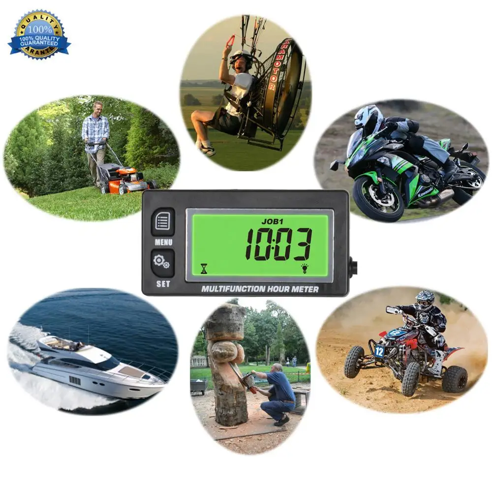 Multifunction Hour Meter Tachometer Voltmeter with Clock 2&4 Stroke for Small Engine Boat Outboard Mercury Motocross HM028