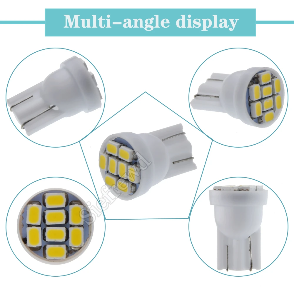 자동차 인테리어 돔 맵 라이트 사이드 웨지 클리어런스 전구 램프, 따뜻한 흰색 T10 1210 8SMD W5W 194 168 192, 자동차 스타일링 4300K 12V, 2 개