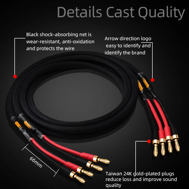 A pair HIFI speaker cable pure copper with silver-plated nerve cable main speaker surround sound connection dedicated cable