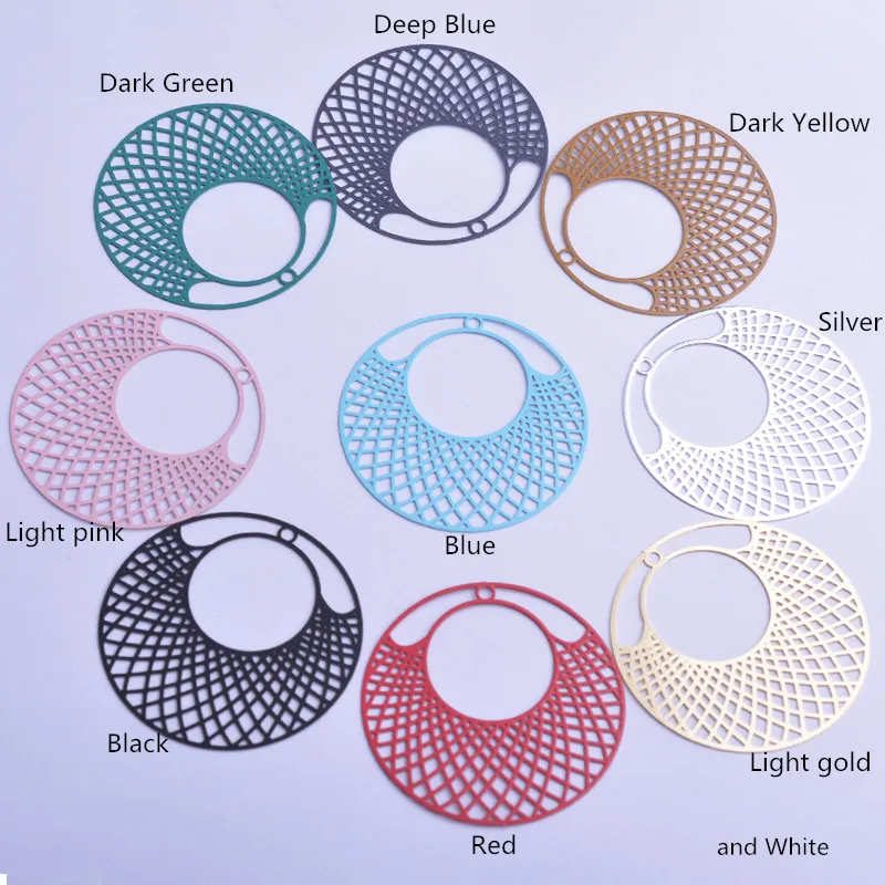 30 Stück AB2897 41mm Filigrane Große Runde Anhänger Kreisförmige Anhänger für DIY Schmuck- und Ohrringherstellung – Detail 3