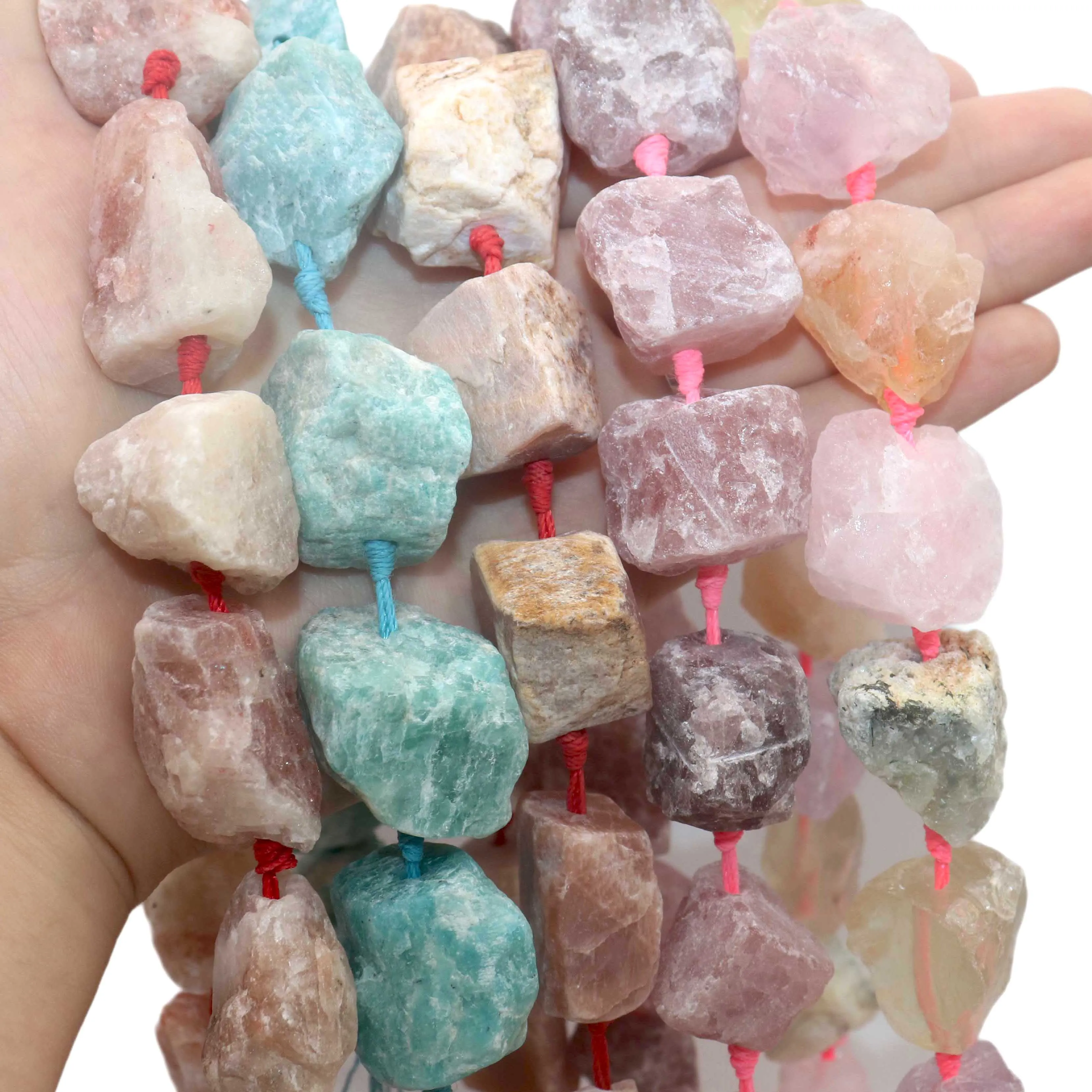 20-30MM Natural Irregular Freeform Raw Stone Amazonite Amethysts Rose Quartzs Crystal Minerals Beads DIY Necklace Jewelry Making