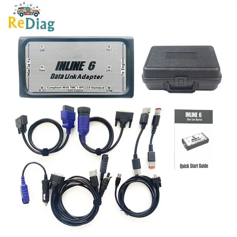 

Newest INLINE 6 V8.7 Data Link Adapter for Truck Scanner Heavy Duty Diagnostic Truck Tool Support Multi-language