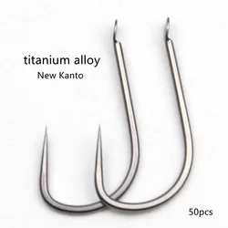 50pcs Titanium alloy new Kanto hook without barbs competitive black pit crucian carp