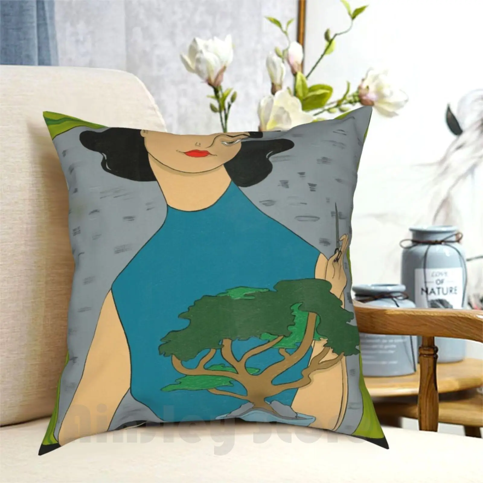 Taie d'oreiller imprimée bonsaï pour fille, housse de coussin douce pour la maison, bricolage, arbre Amanda Laurel Atkins Amanda Atkins