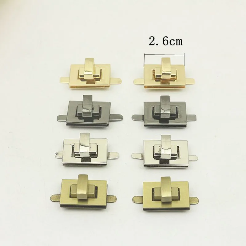 

10Pcs Small 26mm Rectangle Metal Turn Twist Lock Buckles for DIY Handbag Bag Purse Hardware Closure Clasp Bags Parts Accessories