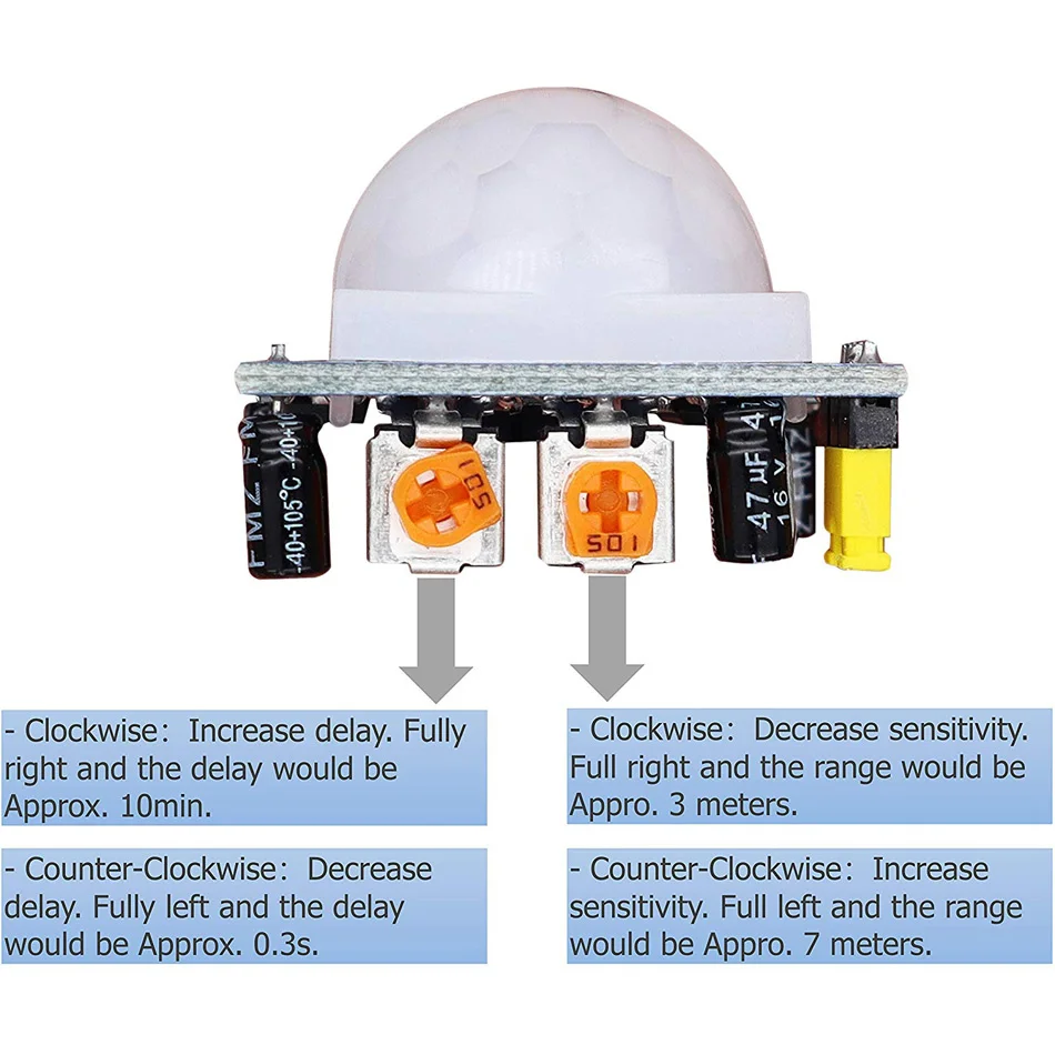 Módulo Detector de movimiento PIR infrarrojo, ajuste de HC-SR501, para Arduino, raspberry pi, kits DIY