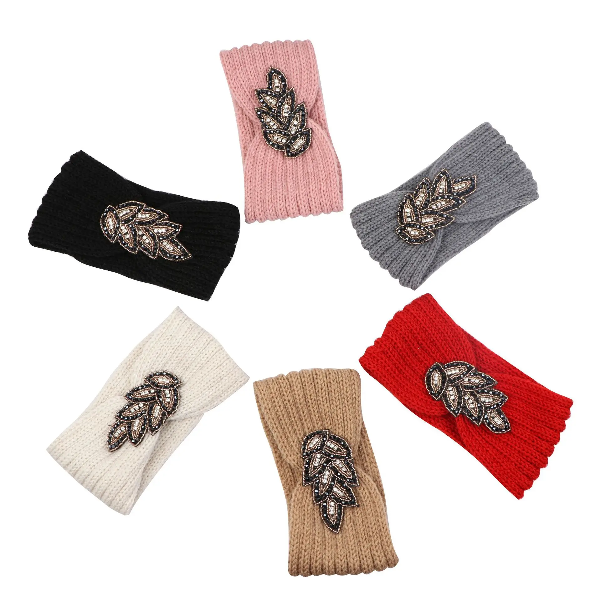 Fine Solid Color Winter Headbands for Women Girl Bowknot Woolen Handwork Knitting Hair Accessories Warm Headband Europe Headwear