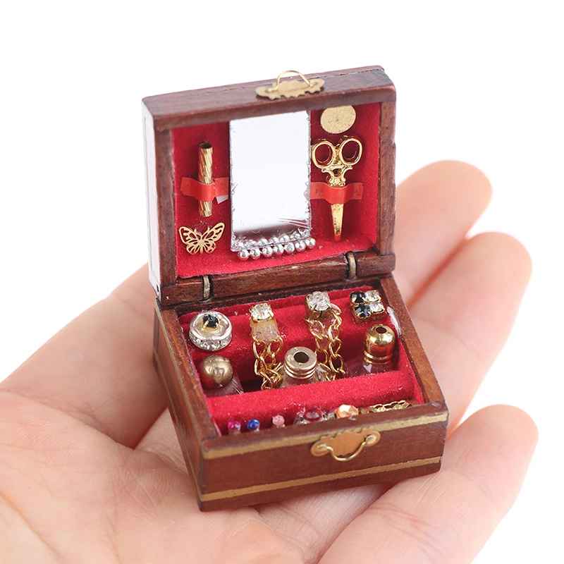 1PC 1:12 Dollhouse Mini Jewelry Box Model Miniatures Children DIY Miniatures Doll House Accessories Furniture Kids Play Toys