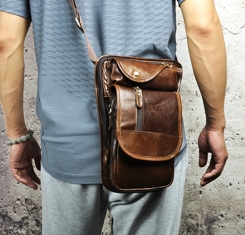 Original Leather Coffee Design Men Shoulder Bag 8\