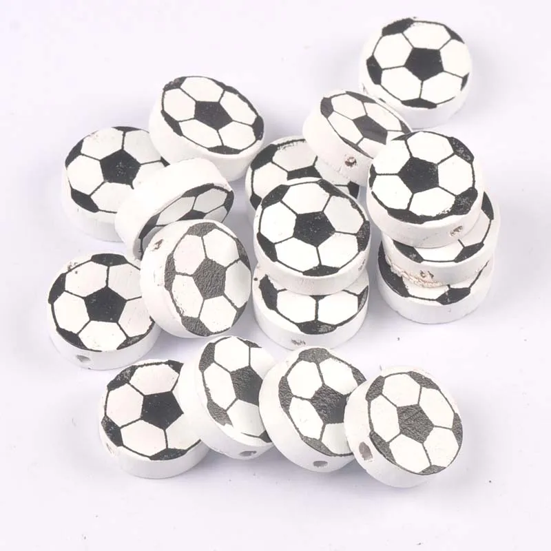 30pcs Football Oblate circle Wooden Spacer Beads For DIY Jewelry making For Pacifier Clip Accessories 19mm MT2244