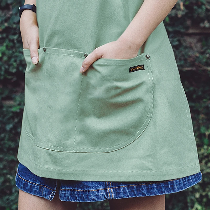 

Solid Color Cotton Apron Cafe Barista Bartender Bistro Pastry Catering Uniform Florist Painter Artist Gardener Workwear E83