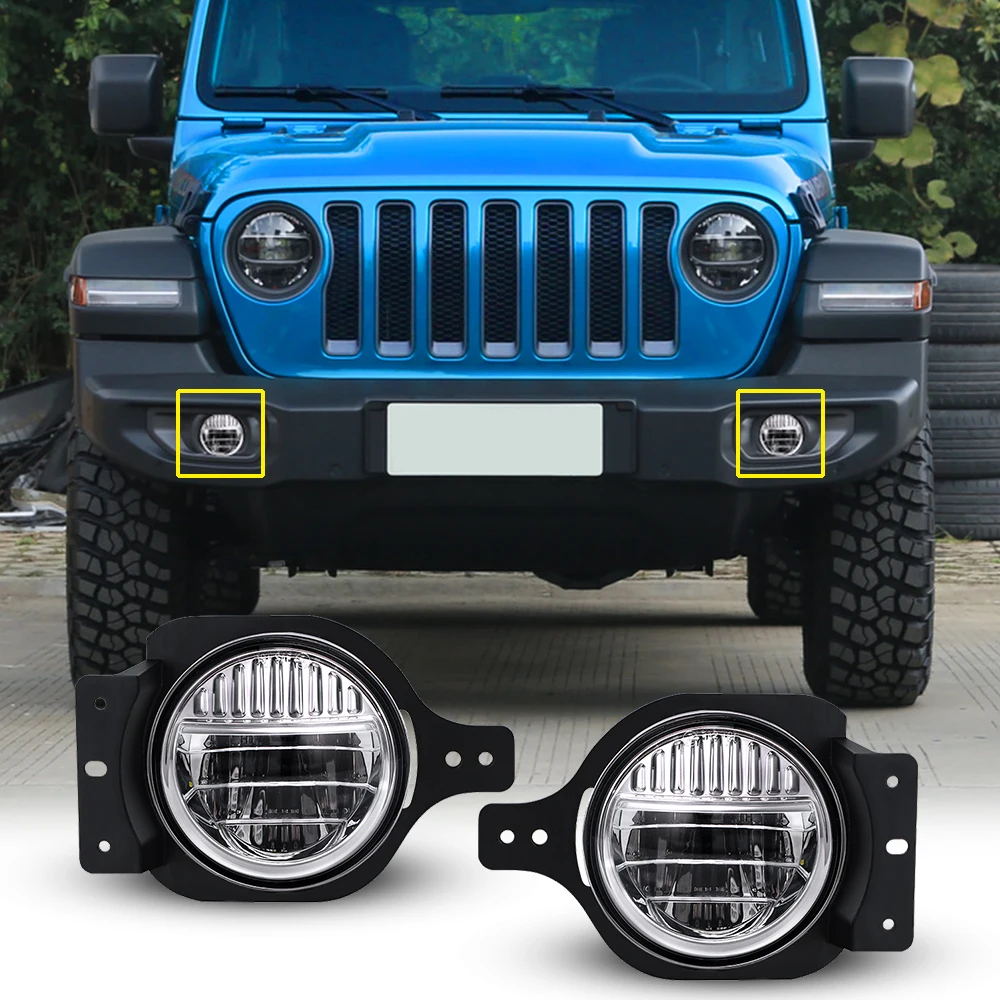 

2PCS Black 4 inch front led fog lights Passing lamps 40W LED Driving lamps with Bracket for Jeep Wrangler JL