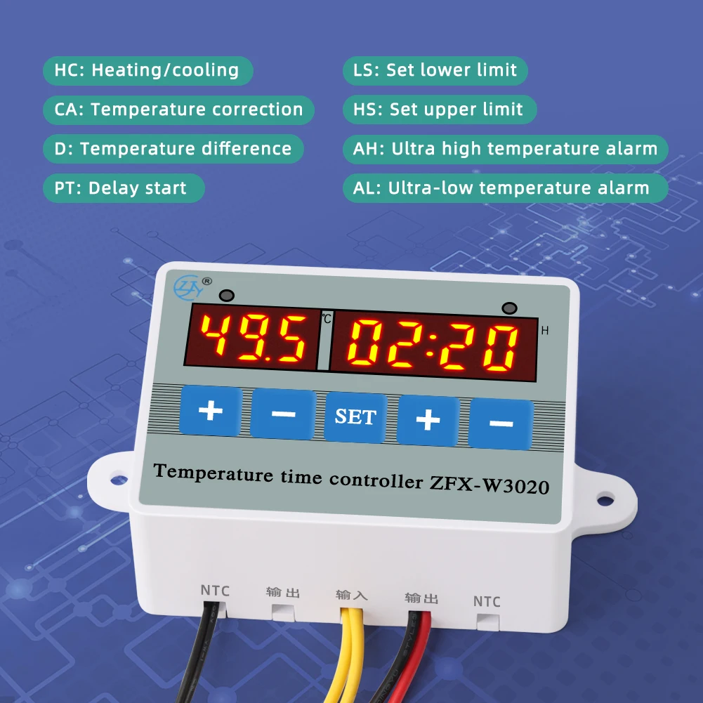 Yieryi Digital Temperature Time Controller ZFX-W3020 Thermostat 220V Temperature Control Switch for Greenhouse Planting Hatchery