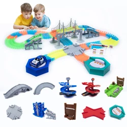 Voitures de course sur piste magiques avec lumières colorées pour enfants, rack de course en plastique bricolage, brillant dans le noir, cadeaux créatifs, jouets