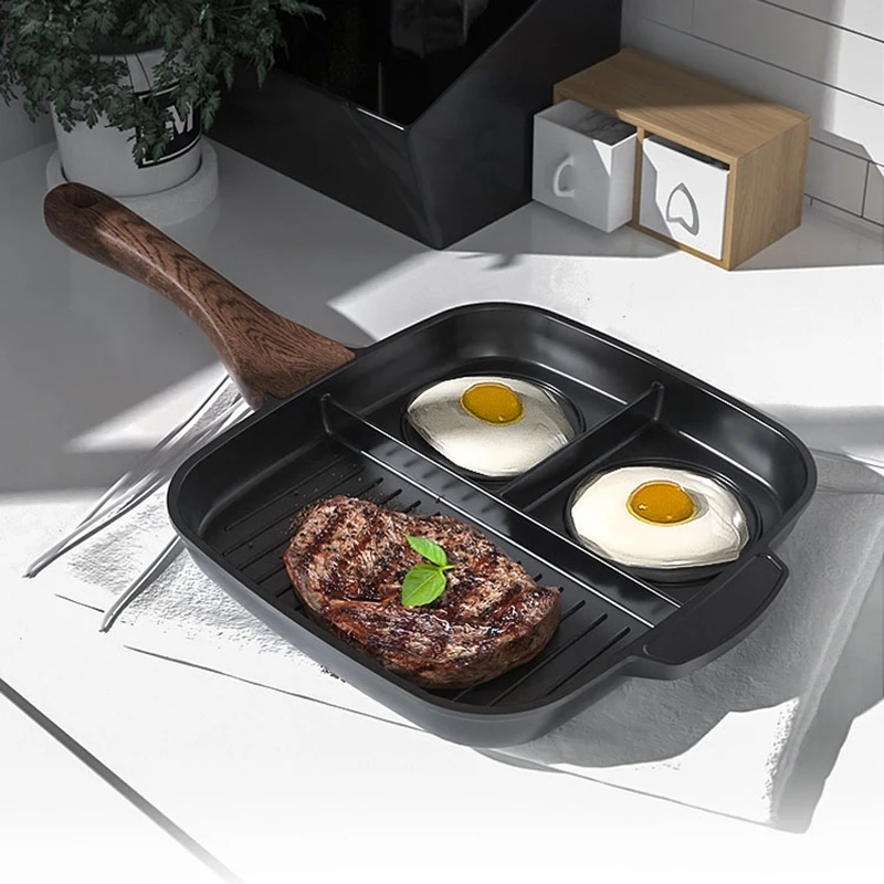 Kitchen Steak Divided Nonstick Frying Pan Durable Cooking Egg Saucepan Gas Induction Cooker Panelas Home Cookware Kitchenware