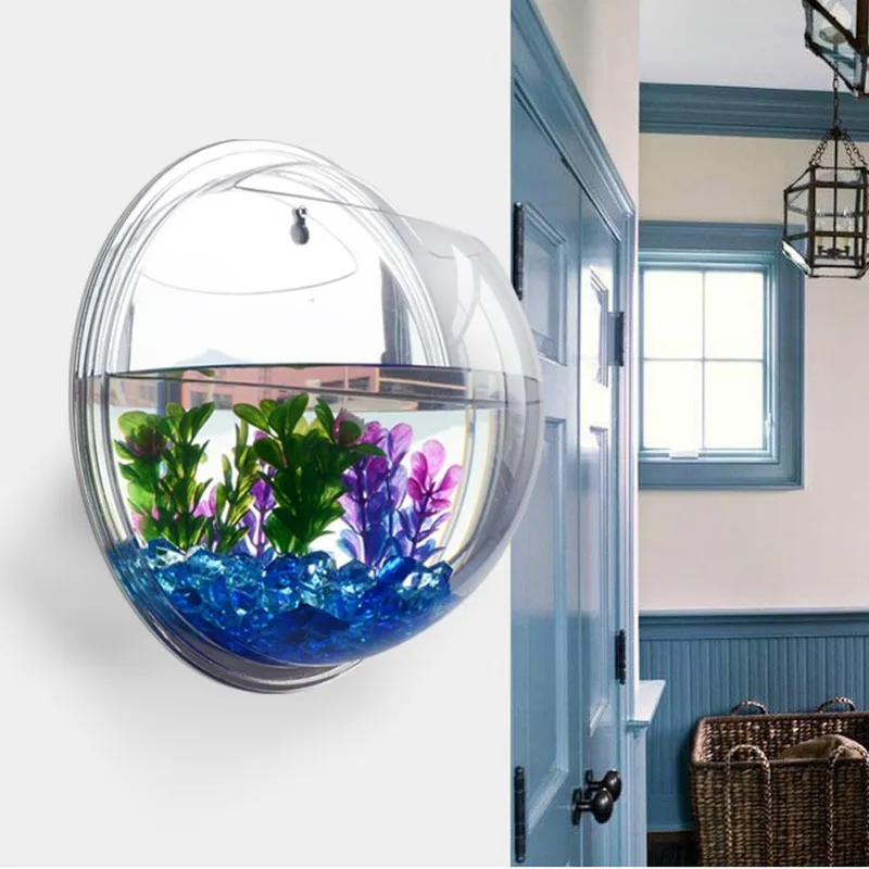 Wall-mounted Acrylic Fish Tank Home Accessories Living Room Wall Decoration Fish Tank Creative Wall Hydroponic Transparent Vase