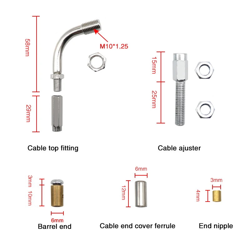 ZSDTRP Motorcycle 190cm Gas Throttle Cable Brake Clutch Cable Repair Kit For Yamaha Suzuki /Kawasaki Honda Dirt Bike ATV Quad