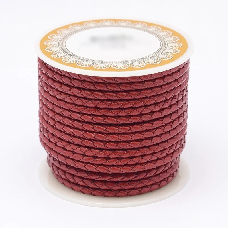 1Roll 3mm/4mm/5mm/6mm Round Genuine Braided Leather Cord Rope for Necklace Bracelet Jewelry DIY Accessories