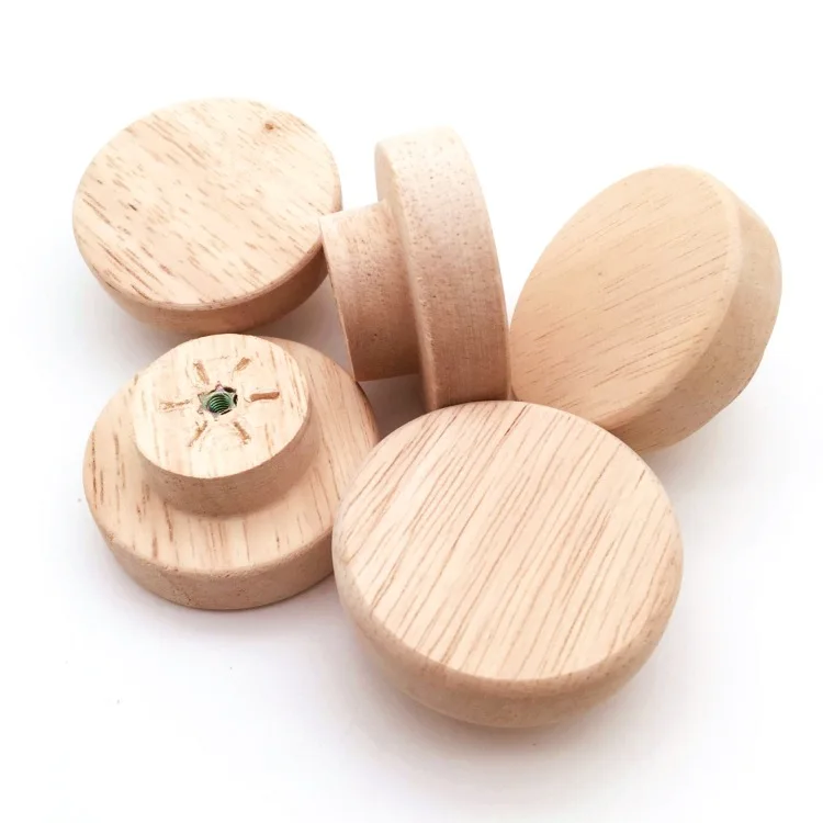 

10pcs Home Accessory 50X25Mm Wooden Knob Wood Round Pull Knobs for Cabinet Drawer Shoe Box Cupboard Cabinet Door