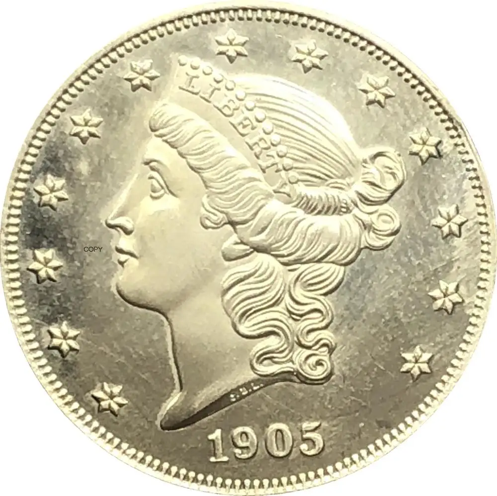 Американская голова свободы, двойной Орел, США 1905, 1905, двадцать долларов с девизом в Бог, мы доверяем золотым монетам, латунные копировальные монеты
