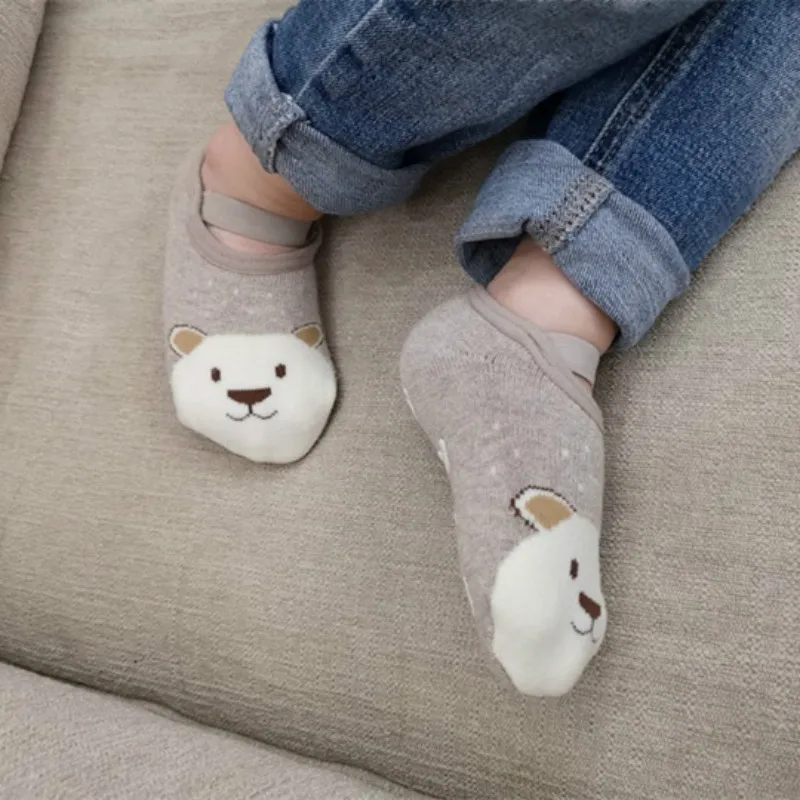 1 Pair Cute Cartoon Fashion Baby Girls Boys Non-slip Cotton Toddler Floor Socks Animal pattern First Walker Shoes for Newborns