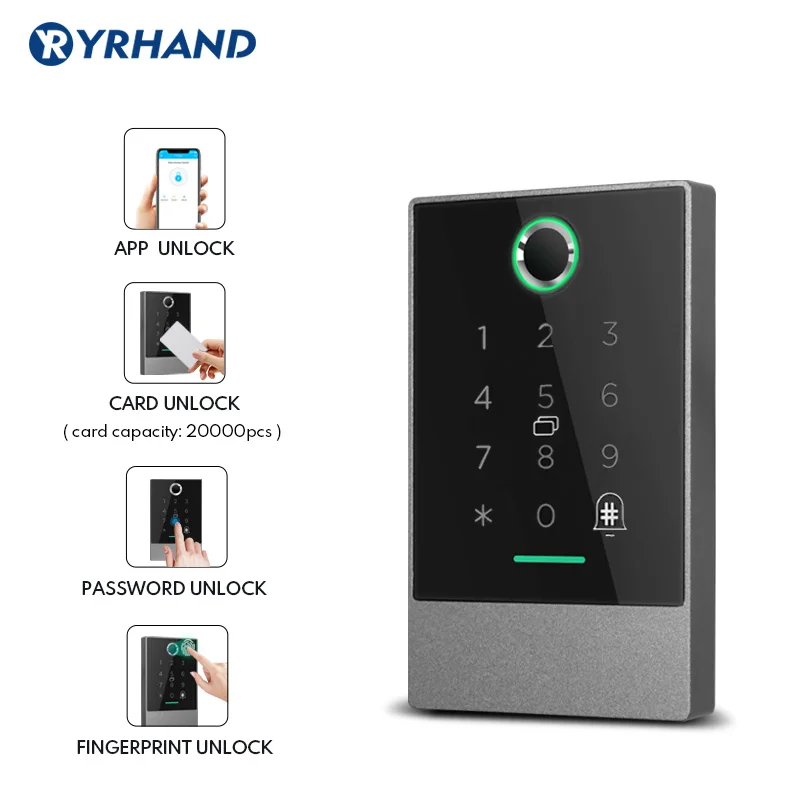 Smart Phone Bluetooth TTlock App Control Door Access Control System Fingerprint Card Reader