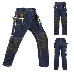 Mens Construction Durable Knee Reinforcement Workwear Trousers Utility Work Pant with Detachable Pocket