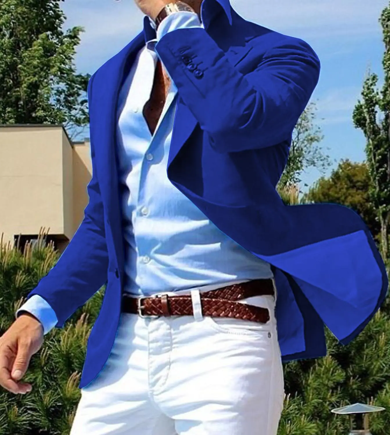 

Men Suit One Button 2 Pieces Formal Lapel Flat Business Tuxedos Tailcoat Groomsmen For Wedding(Blazer+Pants)