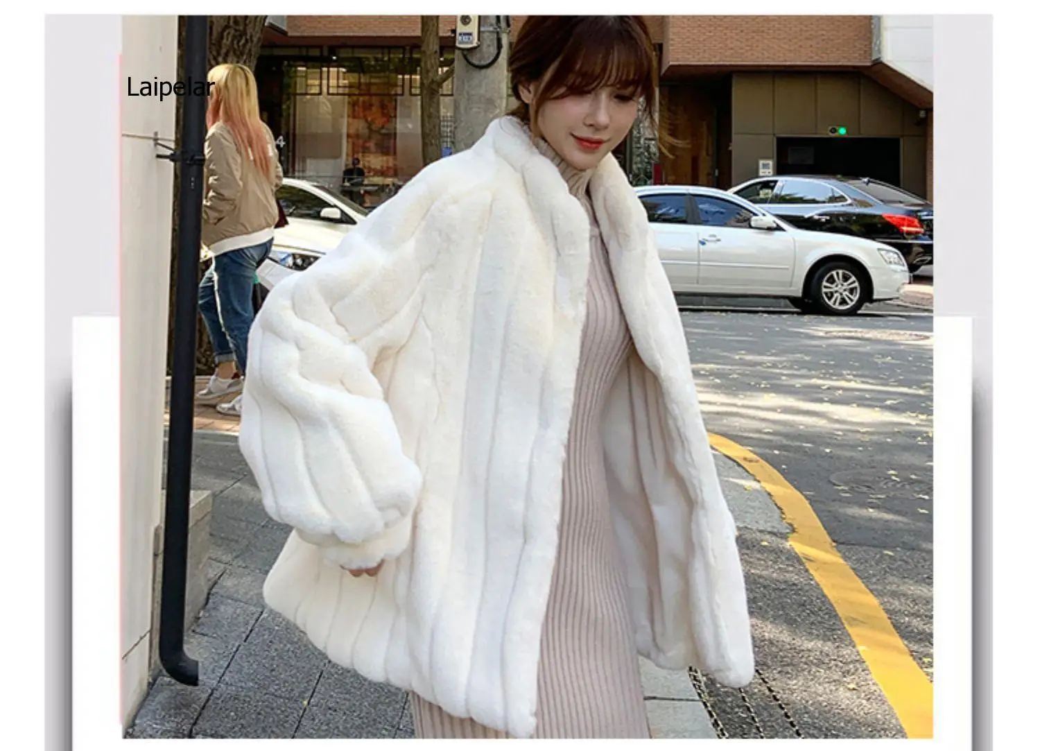 Faux Fur Imitation Mink Coat with Puff Sleeves for Girls with Thick Warm Luxury Imitation Mink Coat Short Style