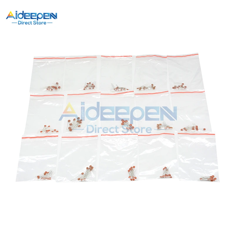 세라믹 커패시터 세트, 50V, 2PF-100NF, 30 값 * 10 개, 3PF, 5PF, 47PF, 68PF, 100PF, 1NF, 1.5NF, 2.2NF, 47NF, 68NF, 로트당 300 개