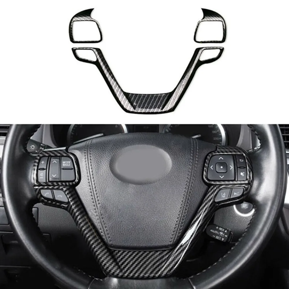 

1 Set Carbon Fiber Style Steering Wheel Frame Trim Cover For Toyota Highlander Steering Wheel Decoration 2015 - 2020