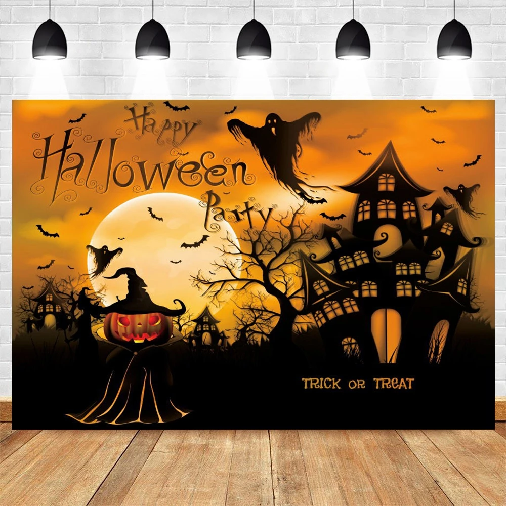 

Yeele Cartoons Halloween Backdrop Photography Pumpkin Sunset Castle Trick or Treat Background Photocall Photo Studio Photophone