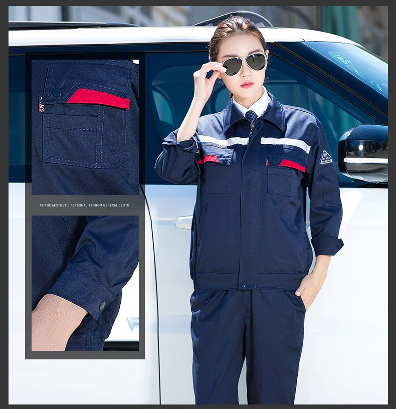 Plus Size men women Spring autumn coveralls Gas station auto repair electrician Anti-static work clothes set Reflective strip