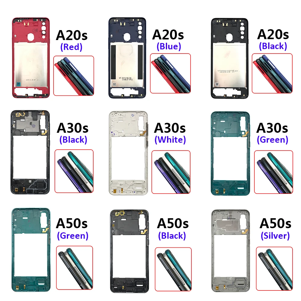 New Housing Middle Frame Bezel Middle Plate Cover For Samsung A20S A207F A30S A307F A50S A507F A70 A705F