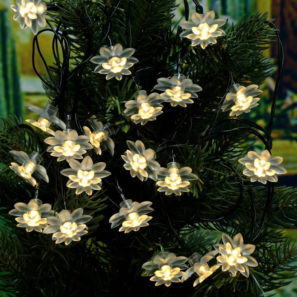 

5.8M 20LEDs Solar Powered Warm White Lotus Flower Light Drop shipping