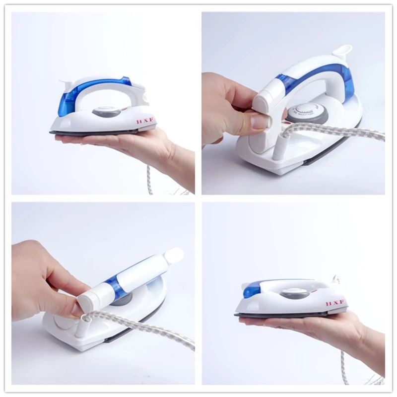 Portable Compact Size Mini Handheld Electric Baseplate Steam Iron Machine Foldable Handle 3 Gears Home Travel Use