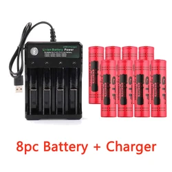 GTF 3.7V 18650 12000mAh Rechargeable Battery 2/4/8pcs Battery + 4 Slots 3.7V 18650 USB charger