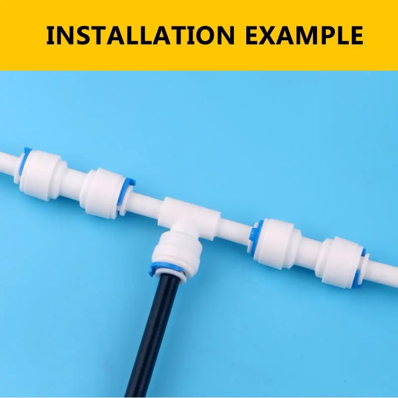 1/4'' PE Quick Connect Double 1/4'' Side Bolt Tee 7111C Pipe 3 Way Hard Plug Joint 6.5MM Aquarium RO Water Filter Tee