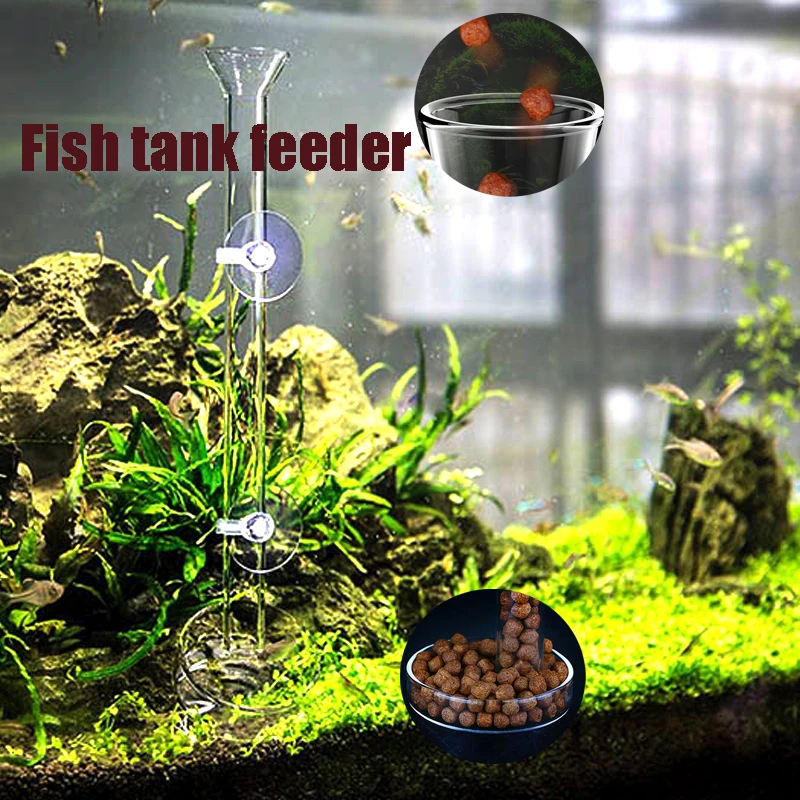 Fish tank glass feeder transparent tube and pan feeder various length specifications 200-450mm fish tank accessories