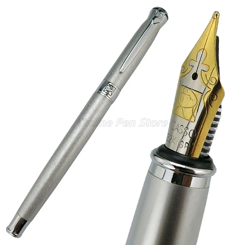 Picasso 903 Complete Silver Sweden Flower King Metal Fountain Pen 22KGP Medium Nib Professional Stationery Writing Gift Pen