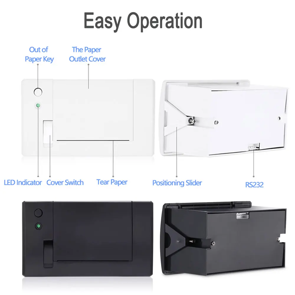 58mm Panel Embedded Thermal Printer Kiosk Mini Receipt Printer with Interface RS232 TTL  USB Use for ESC POS Arduino