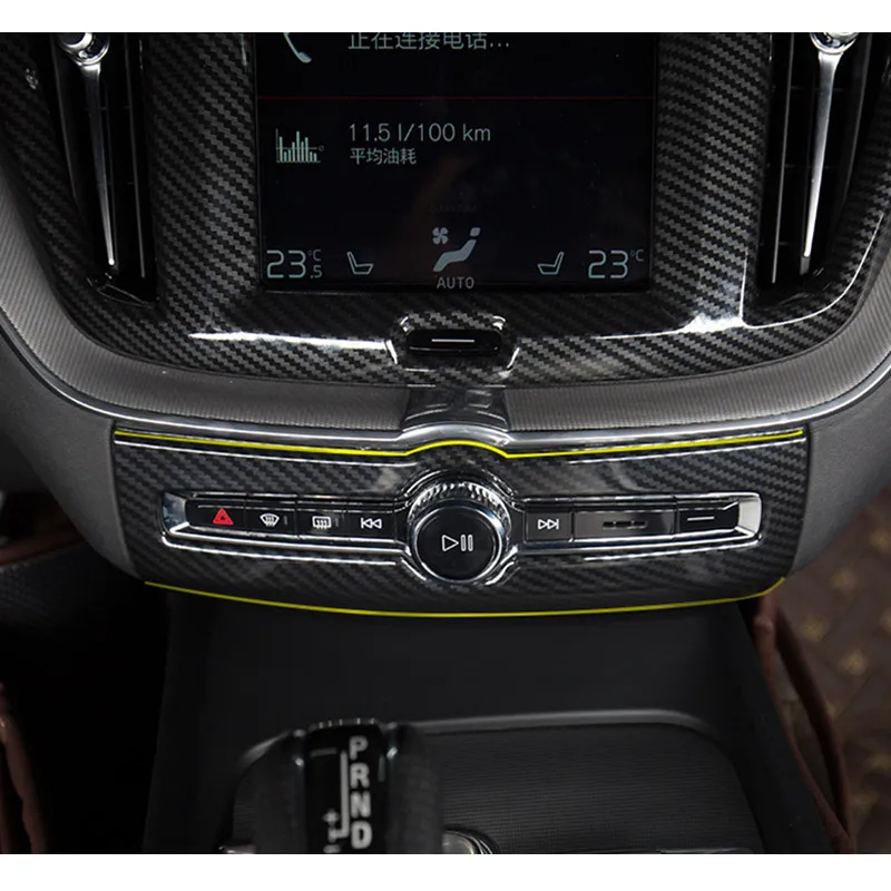 

Carbon Fiber Style Control Audio Adjustment Knob Panel Trim Cover For Volvo XC60 2018 Car Styling Interior Accessories