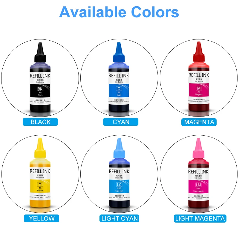 100ML Sublimation 6Colors/Set Ink For Epson All Printer ET-2720 ET-2760 ET-2750 ET-15000 ET-4700 ET-3760 WF-7710 WF-7720 WF-7210