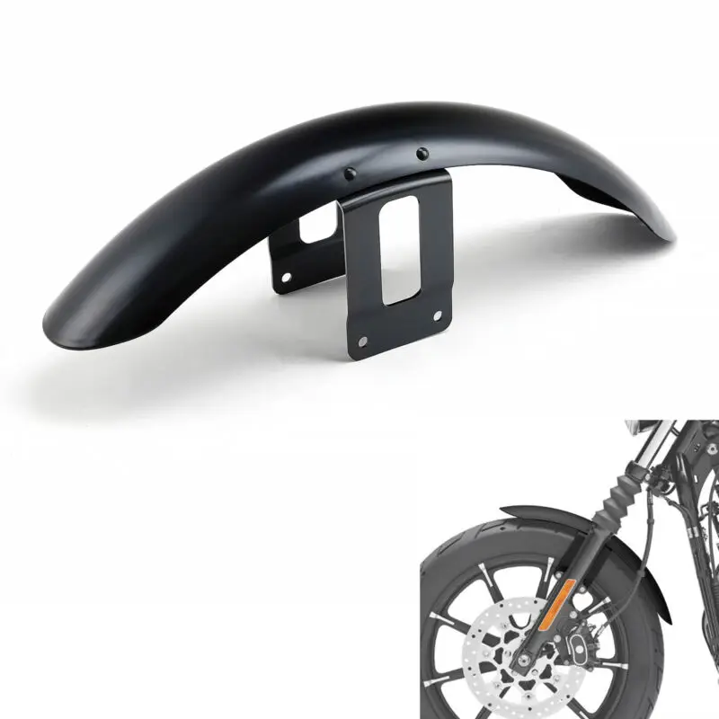 Motorcycle Black Front Fender Mudguard For Harley Sportster XL1200 Low XL883L Iron Roadster XL883R with 19” Front Wheel