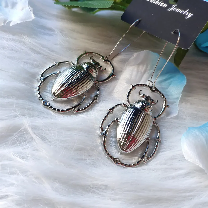 Giant Golden Colour Scarab Beetle Earrings Insect Jewelry Fashion Long Novelty Big Dangle & Drop Women Gift Wholesale Trend image 6