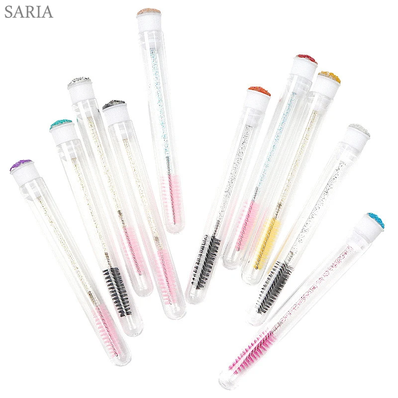 Brosse à cils réutilisable, brosse de maquillage jetable en cristal de bonne qualité, manche en diamant, baguettes de Mascara, outil d'extension de cils