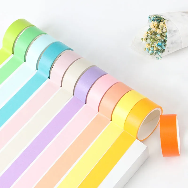 

Fashion Rainbow Solid Color Washi Tape 12 pure Colors Adhesive Masking Tape DIY Scrapbooking Stationery Decor Tape