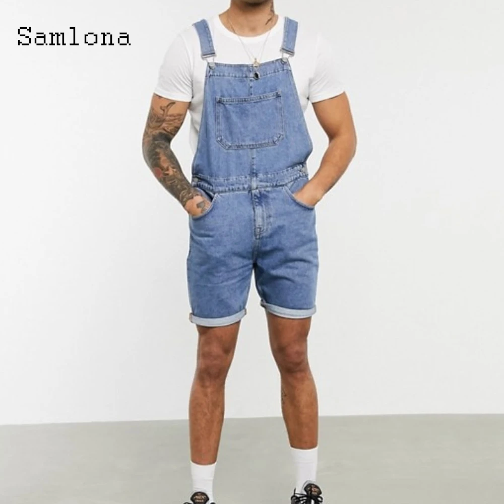 Plus Size 3xl Men's Fashion Hole Ripped Jeans Denim Shorts Playsuits Jean Bodysuits 2023 Summer Frayed Jeans Sexy Men Overalls
