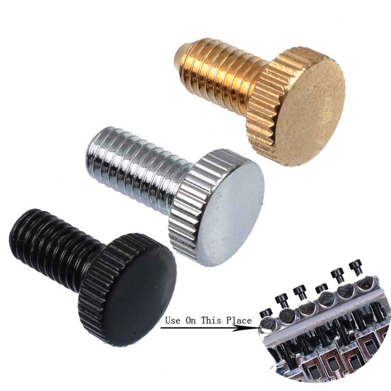 6pcs Bridge Screw Electric Double System Tremolo Bridge Fine Tuning Screws Thread for Electric Guitar Diameter 5MM Black/Chrome